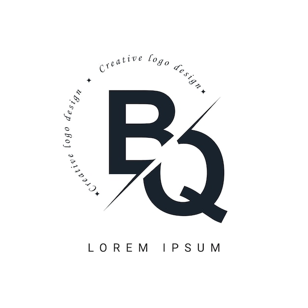 Diseño del logotipo de la letra BQ con un corte creativo Diseño creativo del logotipo