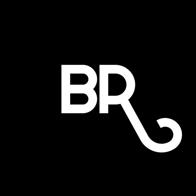 El diseño del logotipo de la letra BR en fondo negro BR iniciales creativas concepto de la letra del logotipo br diseño de la carta BR diseño de la letra blanca en fondo negro B R b r logotipo