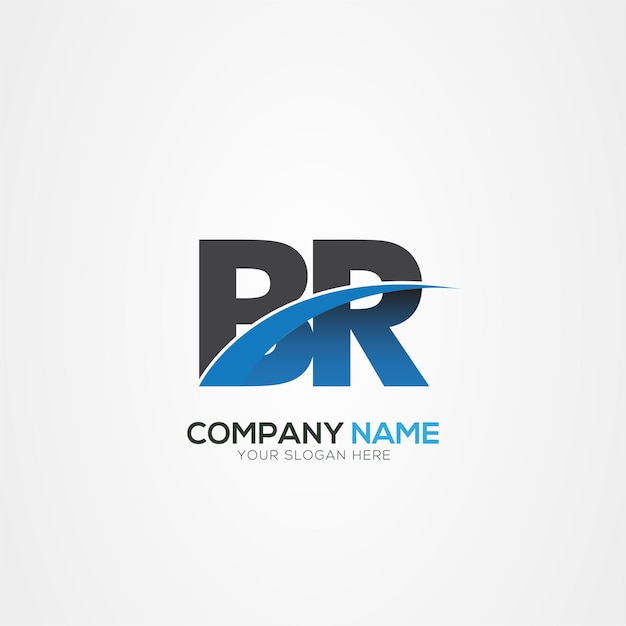 Diseño del logotipo de la letra BR o RB con un corte creativo