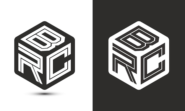 Diseño de logotipo de letra BRC con logotipo de cubo ilustrador logotipo vectorial estilo de superposición de fuente de alfabeto moderno