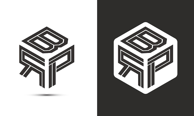 Diseño de logotipo de letra BRP con logotipo de cubo ilustrador logotipo vectorial estilo de superposición de fuente de alfabeto moderno