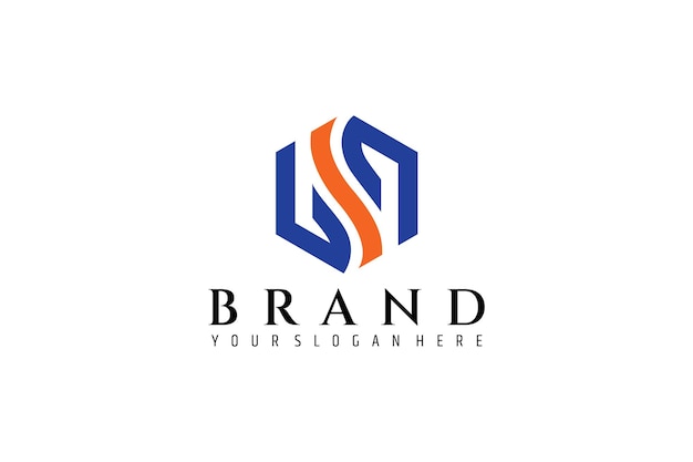 Diseño de logotipo de letra bsb con forma hexagonal en diseño plano