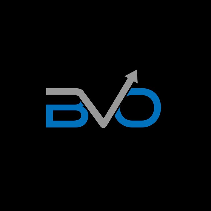 Vector diseño del logotipo de la letra bvo en fondo negro