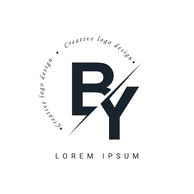 Diseño del logotipo de la letra BY con un corte creativo Diseño creativo del logotipo