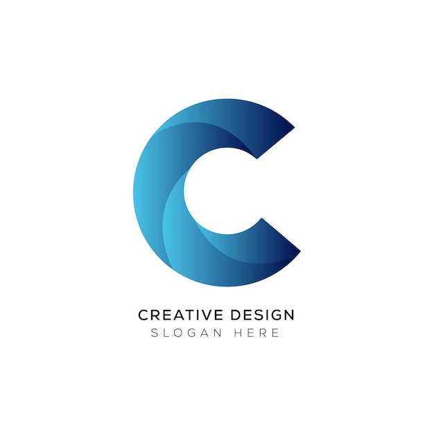 Diseño de logotipo de letra C 3d degradado