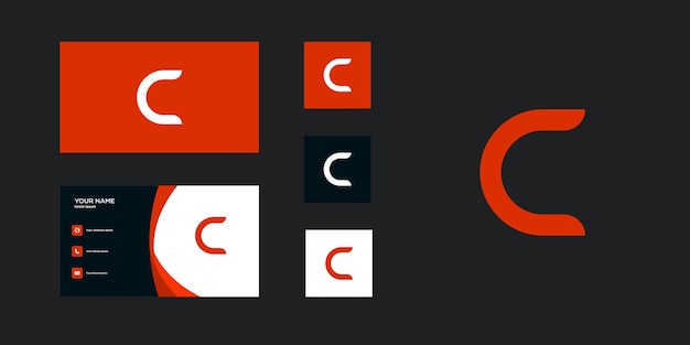 Diseño del logotipo de la letra c con concepto creativo y tarjeta de visita Premium Vector