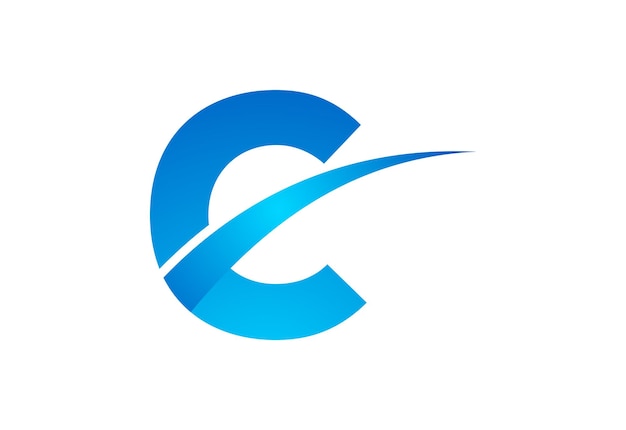 Diseño de logotipo de letra C degradado con ilustración vectorial swoosh