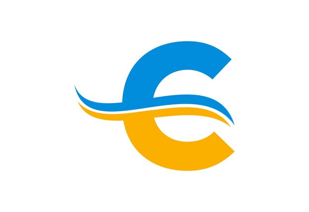 Diseño de logotipo de letra C degradado con ilustración vectorial swoosh