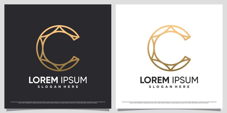 Vector diseño de logotipo de letra c inicial para icono de negocio con estilo de arte de línea y elemento creativo