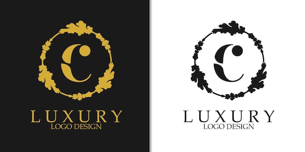 Diseño de logotipo de letra C inicial de lujo, adecuado para negocios, bodas, boutique, empresa, etc.