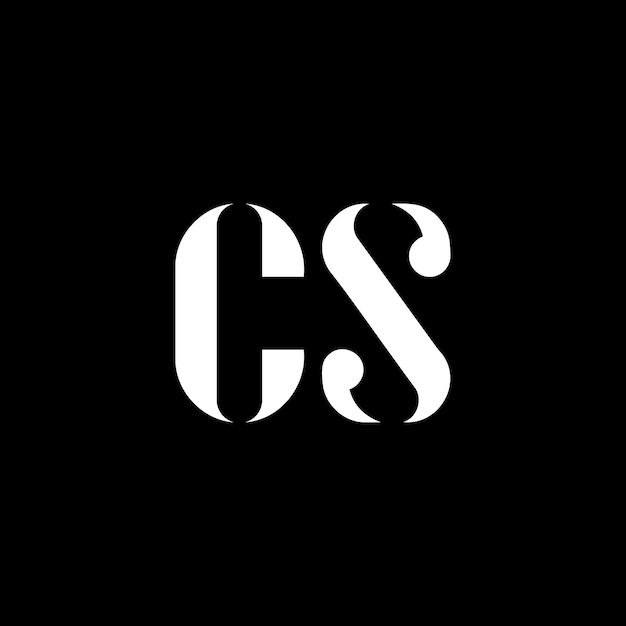 El diseño del logotipo de la letra C S La letra inicial CS, el monograma en mayúsculas CS, el logotipo en color blanco CS, el diseño del logotip CS S, el logotip CS C Sx9.