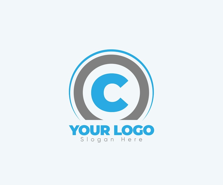 Vector diseño de logotipo de letra c simple con círculo y dos colores y fondo blanco. con vector premium.