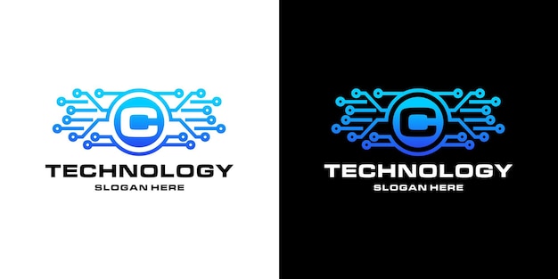 Diseño de logotipo letra c tecnología NFTs