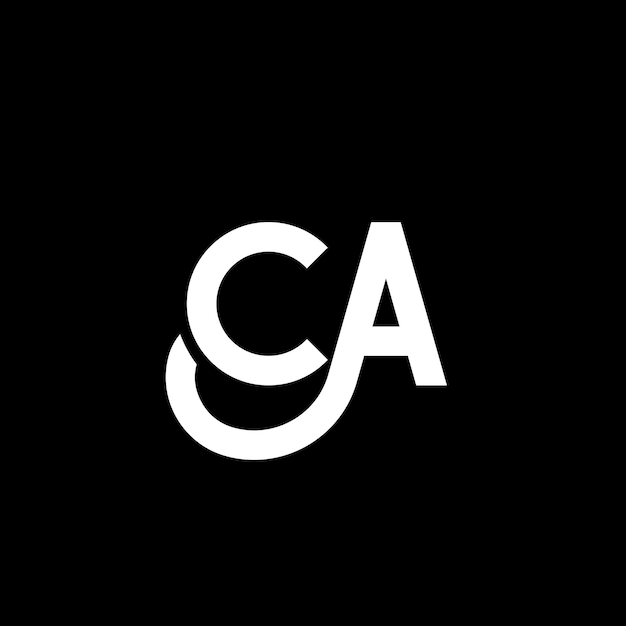 Vector diseño de logotipo de letra ca en fondo negro ca iniciales creativas concepto de logotipo letter ca diseño de letra ca diseño de letra blanca en fondo negro c a c a logotipo