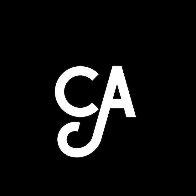 Diseño de logotipo de letra CA en fondo negro CA iniciales creativas concepto de logotipo letter ca diseño de letra CA diseño de letra blanca en fondo negro C A c a logotipo