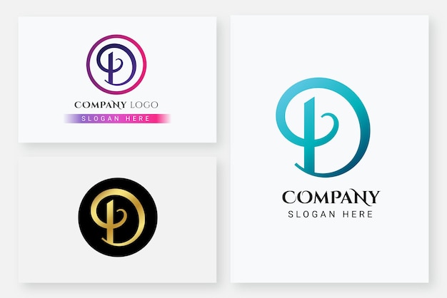 Diseño de logotipo de letra de caligrafía D con forma de círculo