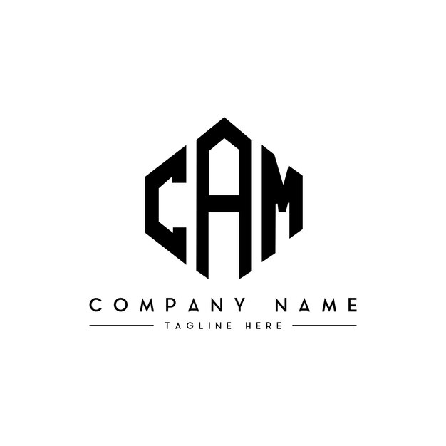 Diseño de logotipo de letra CAM con forma de polígono CAM diseño de logotipo en forma de póligono y cubo CAM hexágono modelo de logotipo vectorial colores blanco y negro CAM monograma logotipo de negocios y bienes raíces