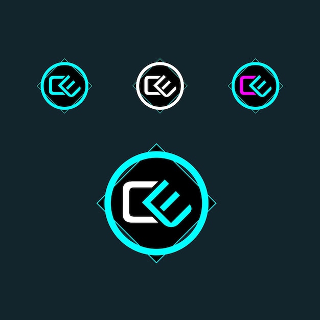 Diseño de logotipo de letra CE de moda con círculo