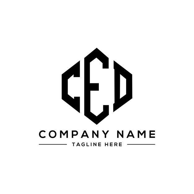 Diseño de logotipo de letra CED con forma poligonal CED diseño de logotipo en forma de polígono y cubo CED hexágono modelo de logotipo vectorial colores blanco y negro CED monograma logotipo de negocios e inmobiliario