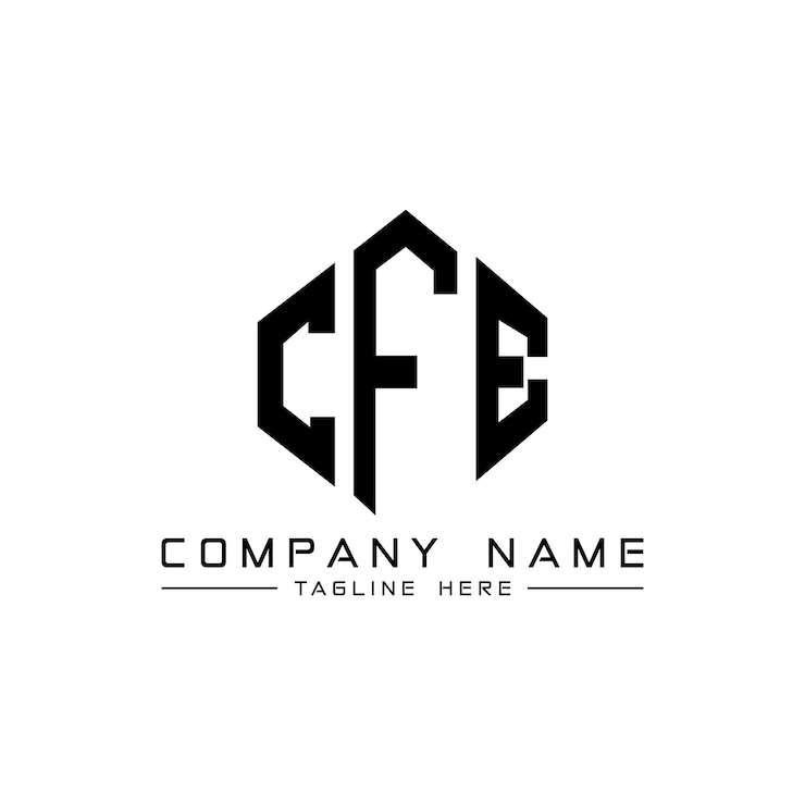 Vector diseño de logotipo de letra cfe con forma de polígono cfe polígono y forma de cubo diseño de logotipo cfe hexágono modelo de logotipo vectorial colores blanco y negro cfe monograma logotipo de negocios e inmobiliario