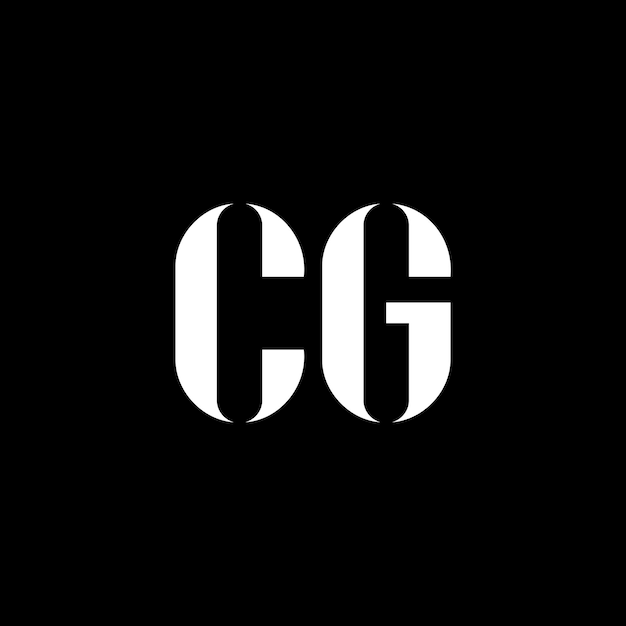 Diseño del logotipo de la letra CG La letra inicial CG Monograma en mayúsculas Logotipo de color blanco