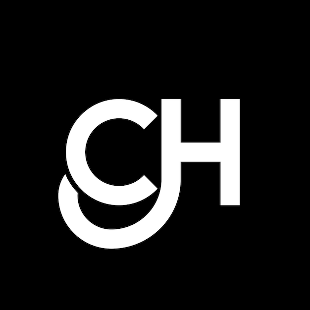 Vector diseño del logotipo de la letra ch sobre fondo negro diseño de las iniciales creativas de la letra logotipo concepto de la carta ch diseño de la letra cr diseño de la letra blanca sobre fondo negro logotipo c h c h