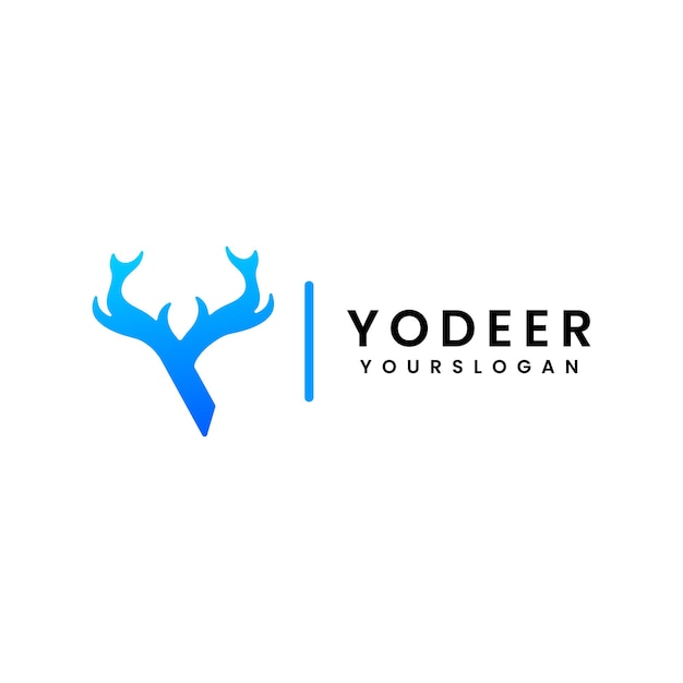 Vector diseño de logotipo letra y ciervo
