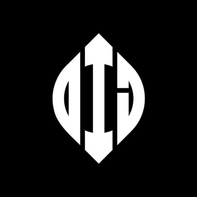 Diseño del logotipo de la letra circular DIJ con forma de círculo y elipse Letras elipse DIJ con estilo tipográfico Las tres iniciales forman un logotipo de círculo DIJ Círculo Emblema Monograma Abstracto Letra Marca Vector