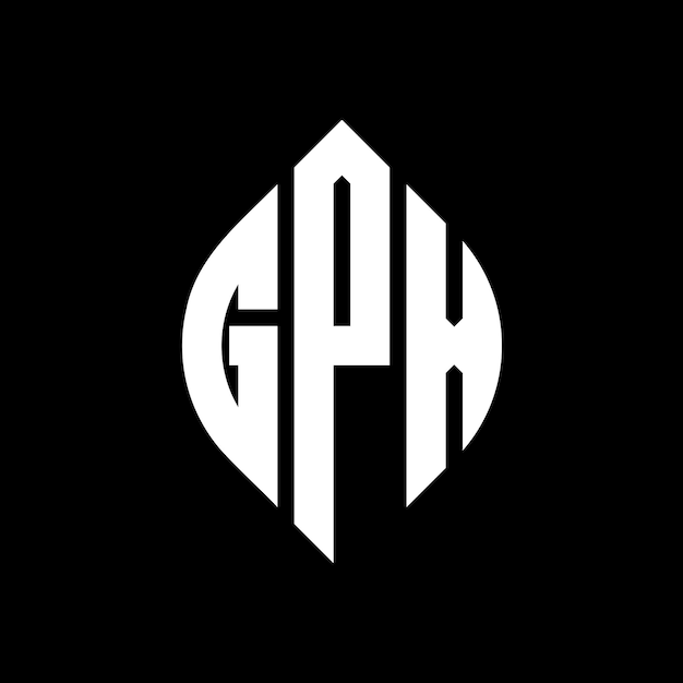 Diseño del logotipo de la letra circular GPX con forma de círculo y elipse Letras elipse GPX con estilo tipográfico Las tres iniciales forman un logotipo de círculo GPX Emblema de círculo Monograma Abstracto Letra Marca Vector