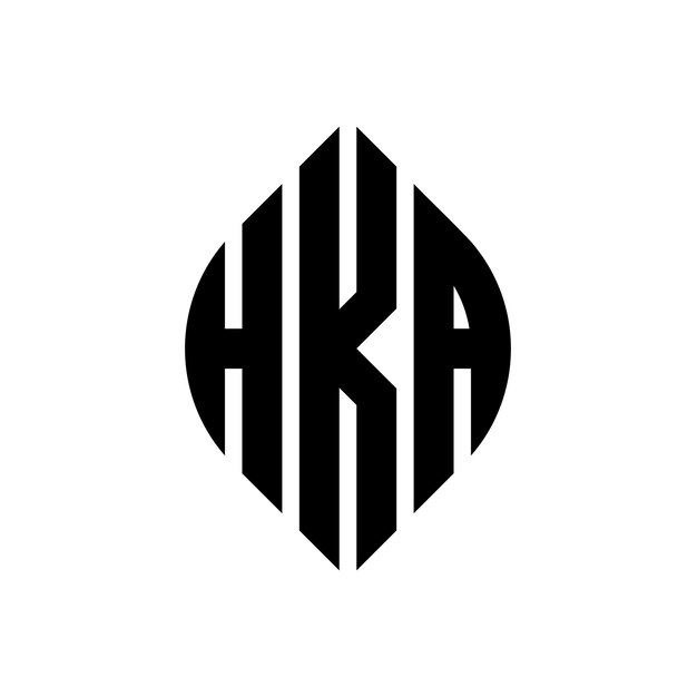 Diseño del logotipo de la letra circular HKA con forma de círculo y elipse HKA letras elípticas con estilo tipográfico Las tres iniciales forman un logotipo de círculo HKA emblema de círculo Monograma abstracto letra marca vector