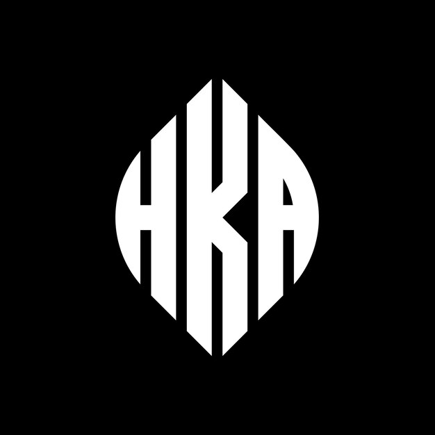 Diseño del logotipo de la letra circular HKA con forma de círculo y elipse HKA letras elípticas con estilo tipográfico Las tres iniciales forman un logotipo de círculo HKA emblema de círculo Monograma abstracto letra marca vector