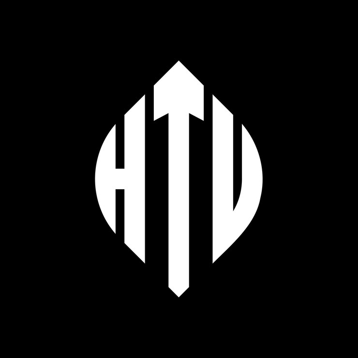 Vector diseño del logotipo de la letra circular htu con forma de círculo y elipse letras elipse htu con estilo tipográfico las tres iniciales forman un logotipo de círculo htu emblema de círculo abstracto monograma letra marca vector