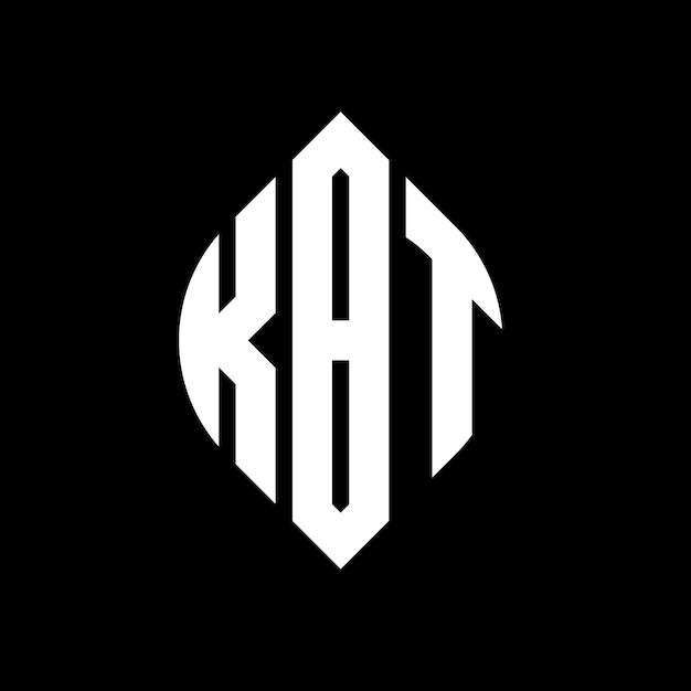 Diseño del logotipo de la letra circular de KBT con forma de círculo y elipse