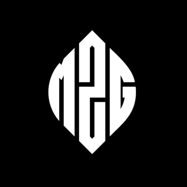 Diseño del logotipo de la letra circular de MZG con forma de círculo y elipse