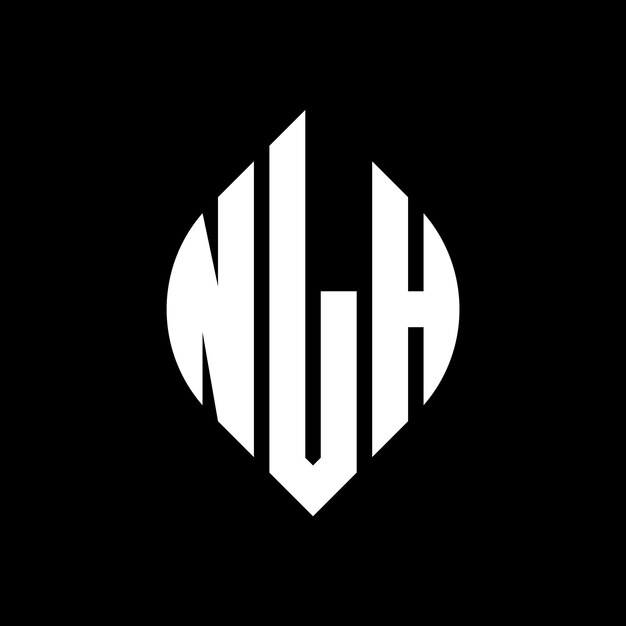 Diseño del logotipo de la letra circular NLH con forma de círculo y elipse