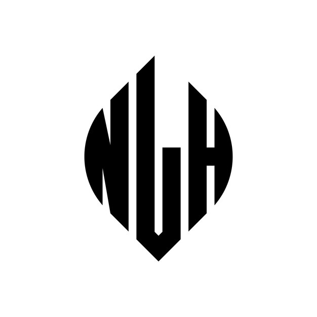 Diseño del logotipo de la letra circular NLH con forma de círculo y elipse