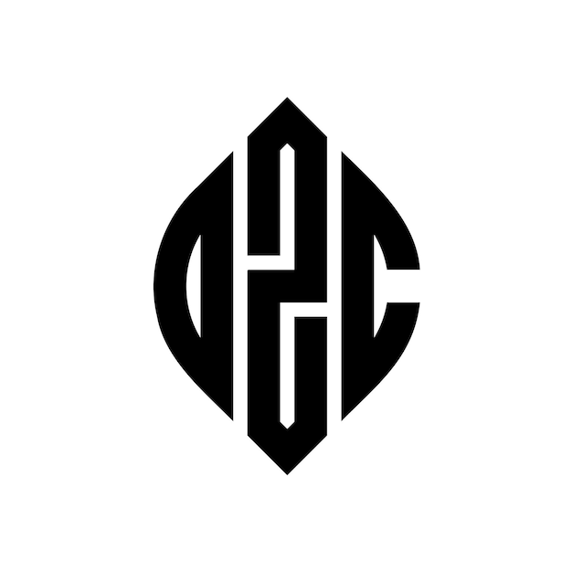 Diseño del logotipo de la letra circular de OZC con forma de círculo y elipse