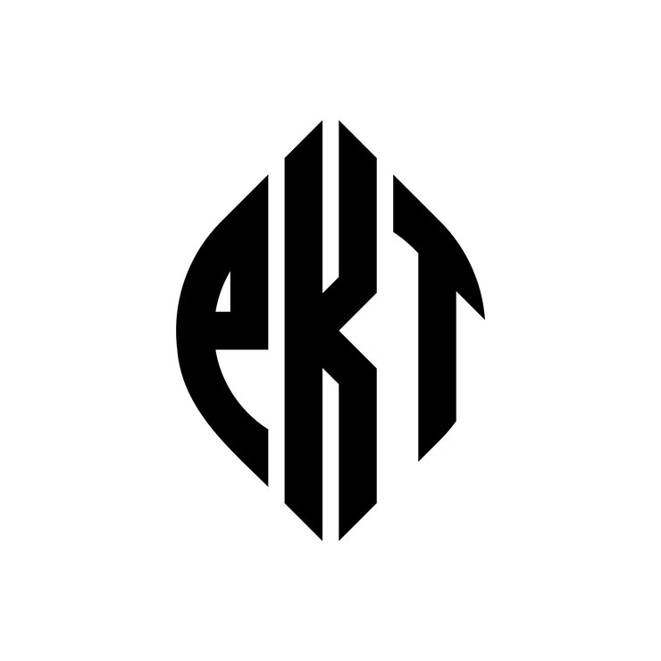 Vector diseño del logotipo de la letra circular pkt con forma de círculo y elipse letras elípticas pkt con estilo tipográfico las tres iniciales forman un logotipo de círculo pkt círculo emblema monograma abstracto letra marca vector