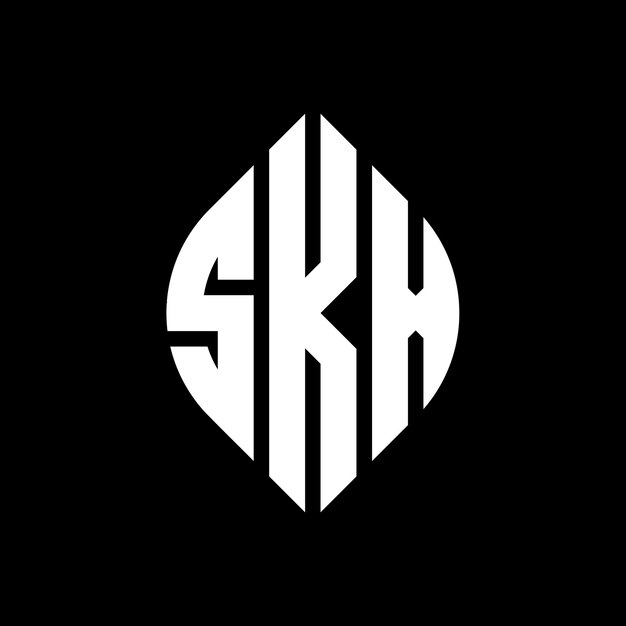 Diseño del logotipo de la letra circular SKX con forma de círculo y elipse Letras elípticas SKX con estilo tipográfico Las tres iniciales forman un logotipo de círculo SKX Círculo Emblema Monograma Abstracto Letra Marca Vector