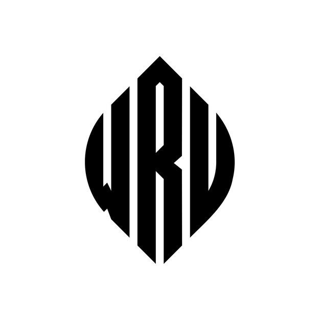 Diseño del logotipo de la letra circular de WRU con forma de círculo y elipse