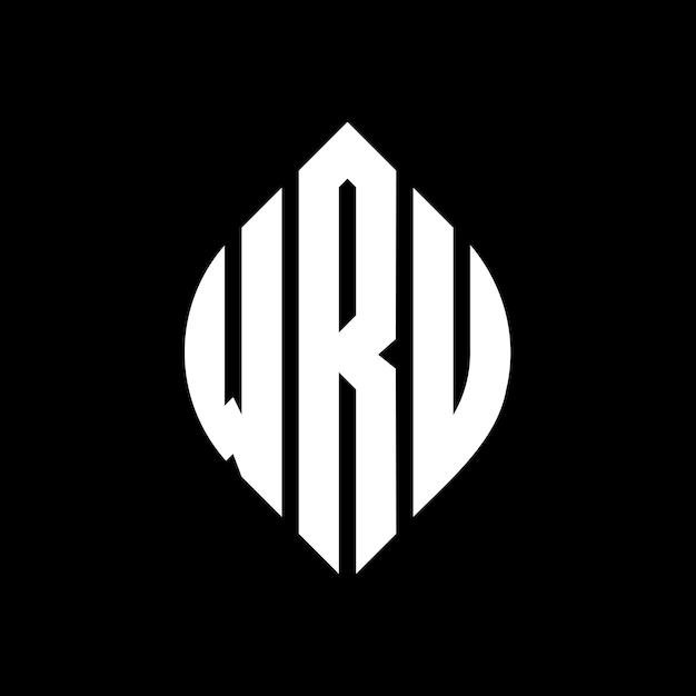 Diseño del logotipo de la letra circular de WRU con forma de círculo y elipse