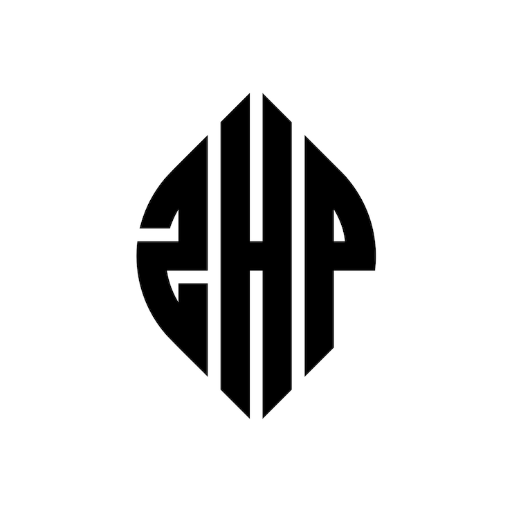 Vector diseño del logotipo de la letra circular zhp con forma de círculo y elipse zhp letras elípticas con estilo tipográfico las tres iniciales forman un logotipo circular zhp emblema circular abstracto monograma carta marca vector