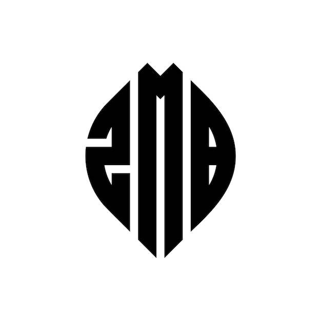 El diseño del logotipo de la letra circular ZMB con forma de círculo y elipse ZMB letras elípticas con estilo tipográfico Las tres iniciales forman un logotipo de círculo ZMB emblema de círculo Monograma abstracto letra marca vector