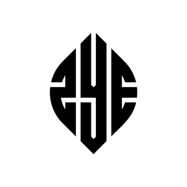 El diseño del logotipo de la letra circular ZYE con forma de círculo y elipse ZYE letras elípticas con estilo tipográfico Las tres iniciales forman un logotipo circular ZYE Emblema circular Abstracto Monograma Carta Marca Vector