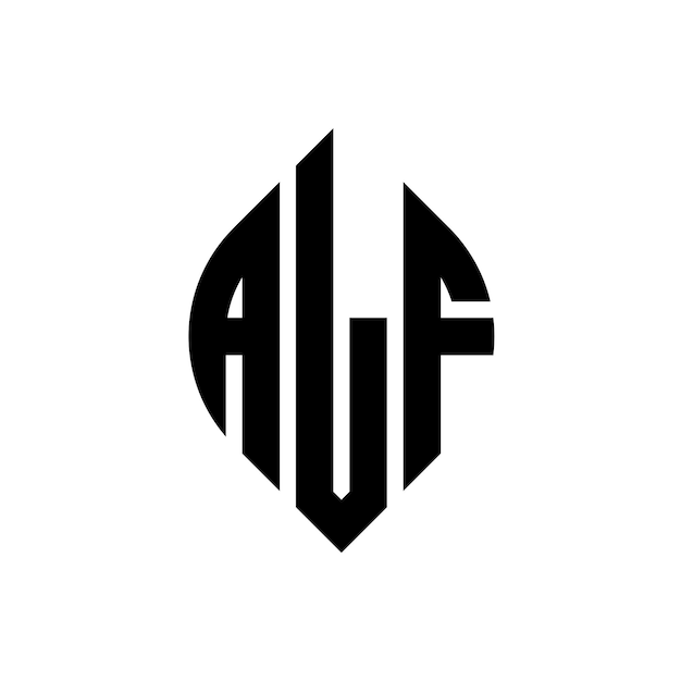 Diseño del logotipo de la letra del círculo ALF con forma de círculo y elipse Letras de la elipse ALF con estilo tipográfico Las tres iniciales forman un logotipo del círculo ELF Emblema del círculo Abstracto Monograma Letra Marca Vector