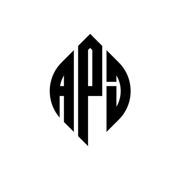 Diseño del logotipo de la letra del círculo APJ con forma de círculo y elipse APJ letras de elipse con estilo tipográfico Las tres iniciales forman un logotipo del círculo APJ emblema del círculo Monograma abstracto letra marca vector.