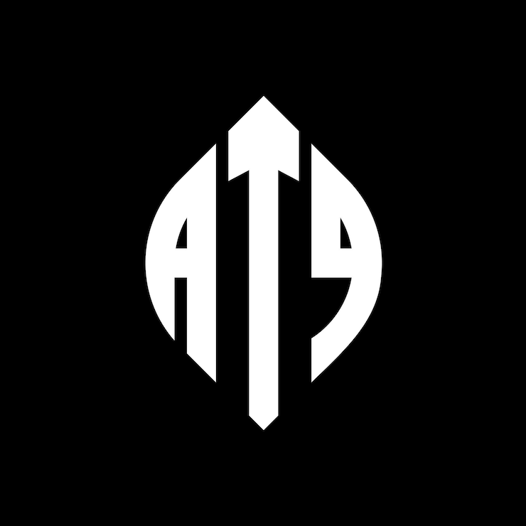 Vector diseño del logotipo de la letra del círculo atq con forma de círculo y elipse letras de la elipse atq con estilo tipográfico las tres iniciales forman un logotipo del círculo atq emblema del círculo monograma abstracto letra marca vector.