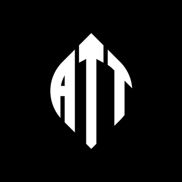 Diseño del logotipo de la letra del círculo ATT con forma de círculo y elipse Letras de la elipse ATT con estilo tipográfico Las tres iniciales forman un logotipo del círculo ATT Emblema del círculo Abstracto Monograma Letra Marca Vector.