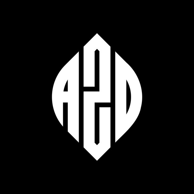 Diseño del logotipo de la letra del círculo AZO con forma de círculo y elipse Letras de la elipse AZO con estilo tipográfico Las tres iniciales forman un logotipo del círculo AZO Emblema del círculo Monograma Abstracto Letra Marca Vector.