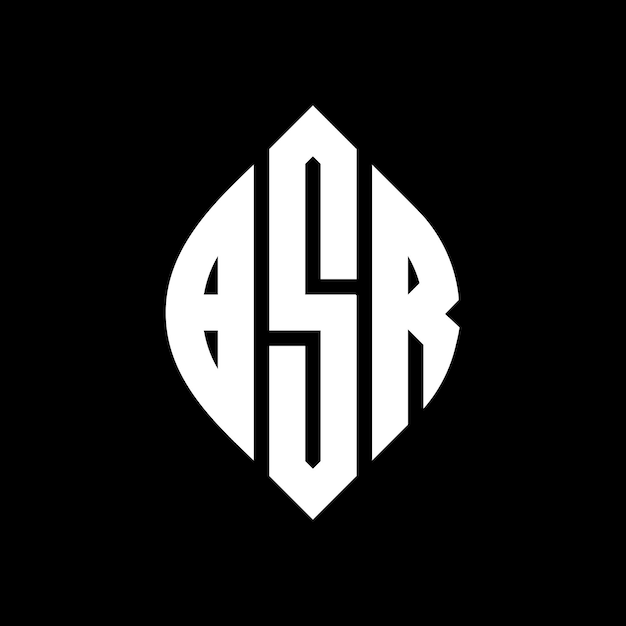 Diseño del logotipo de la letra del círculo BSR con forma de círculo y elipse Letras elípticas BSR con estilo tipográfico Las tres iniciales forman un logotipo del círculo ESR Emblema del círculo Monograma Abstracto Letra Marca Vector